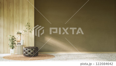 Mocha concept Scene living room have green sofa and decoration wooden minimalist design, room japanese style.3D rendering 122084642