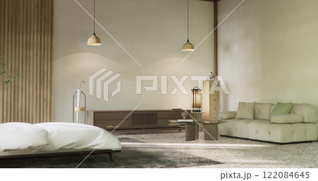 green design on bed room japanese deisgn with tatami mat floor. 3D rendering 122084645