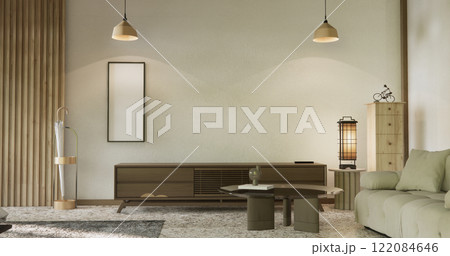 Nihon room design interior with door paper and cabinet shelf wall. 3D rendering 122084646