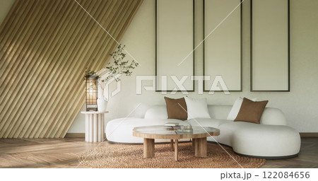 Scene mockup Modern japan sofa armchair minimalist design muji style. 122084656