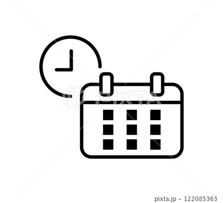 時計とカレンダーのシンプルなアイコンイラスト　ベクター 122085363
