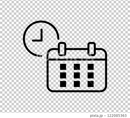 時計とカレンダーのシンプルなアイコンイラスト　ベクター 122085363