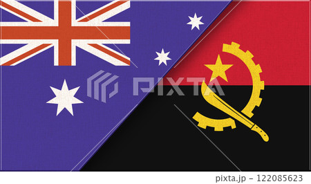 Flag of Australia and Angola. 3D illustration. Fabric Texture Flag of Australia and Angola. 3D illustration. Fabric Texture 122085623