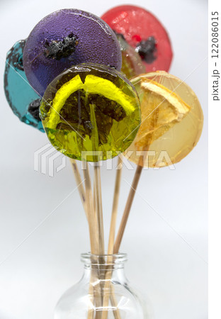 Colored lollipops in a bottle 1 122086015