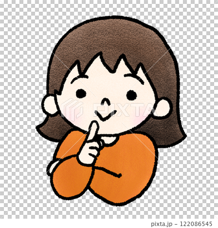 一個有思想的女孩的手繪插圖 122086545