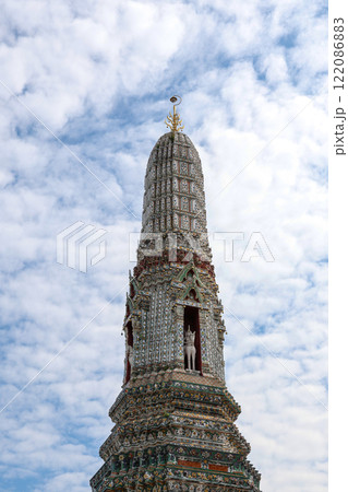Pagoda in Wat Arun temple is temple landmark near Chao Phraya river at Bangkok Thailand 122086883