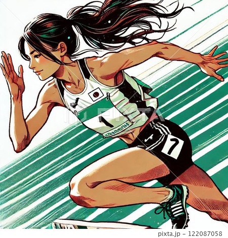 女子陸上選手のイラスト 122087058