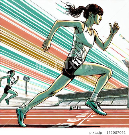 女子陸上選手のイラスト 122087061