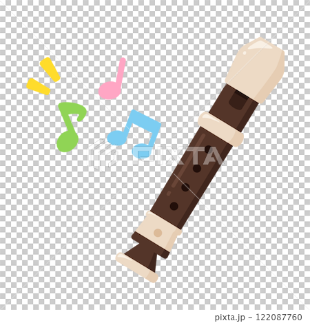 かわいいリコーダーを演奏するイラスト 122087760