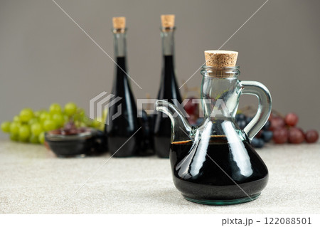 Natural Balsamic Vinegar In Glass Cruet With Cork 122088501