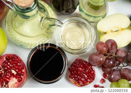 Different types of vinegars among fruits. 122088558