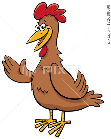 cartoon hen or female chicken bird farm animal character 122089099