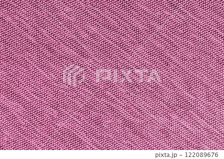 Closeup, macro of pink fabric texture background. Satin diagonal weaving cloth structure, canvas 122089676
