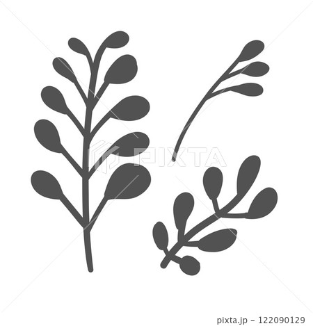 Minimal black branches with a sleek silhouette. Modern botanical sketch ideal for clean and elegant decor or nature-inspired graphic projects Minimal black branches with a sleek silhouette. Modern botanical sketch ideal for clean and elegant decor or nature-inspired graphic projects 122090129