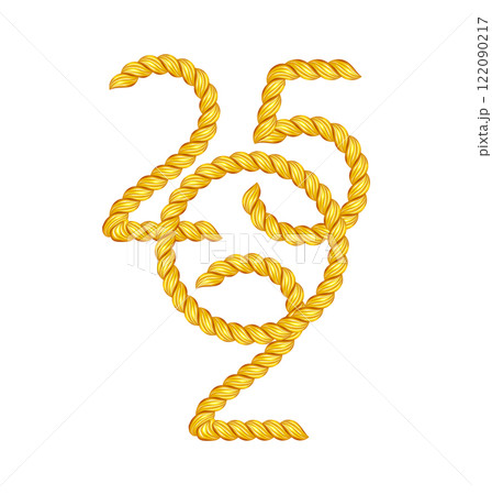 2025 gold twisted rope number. Thin cord realistic text 122090217