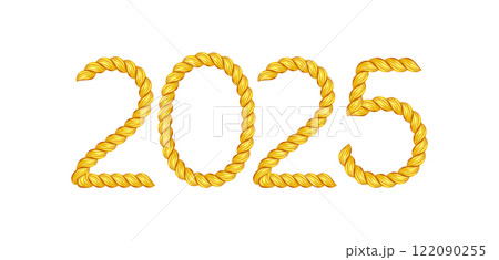 2025 gold twisted rope number. Thin cord realistic text 122090255