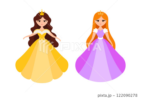 Quinceanera princess character. Young girl in a fluffy dress with a crown. Quinceanera princess character. Young girl in a fluffy dress with a crown. 122090278