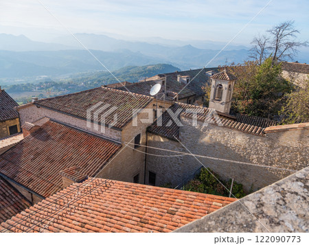 Republic of San Marino. ancient fortress on the mountain Republic of San Marino. ancient fortress on the mountain 122090773
