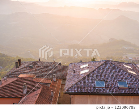Republic of San Marino. ancient fortress on the mountain Republic of San Marino. ancient fortress on the mountain 122090788