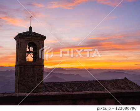 Republic of San Marino. ancient fortress on the mountain Republic of San Marino. ancient fortress on the mountain 122090796