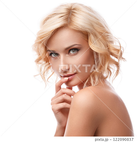 Portrait of beautiful blonde girl with pretty face 122090837
