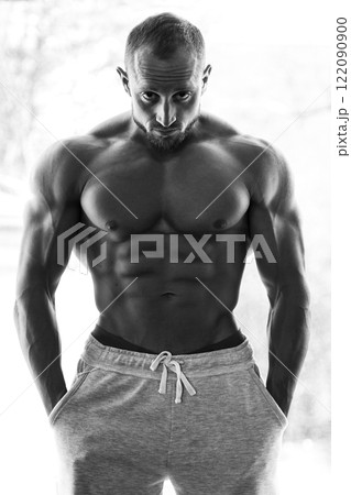 Portrait of Young muscular guy with sexy body Portrait of Young muscular guy with sexy body 122090900