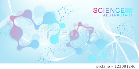 Molecular structure DNA, atom, neurons. Science concept for your design. Connected lines with dots. Medical, technology, chemistry, science background. Vector illustration Molecular structure DNA, atom, neurons. Science concept for your design. Connected lines with dots. Medical, technology, chemistry, science background. Vector illustration 122091246