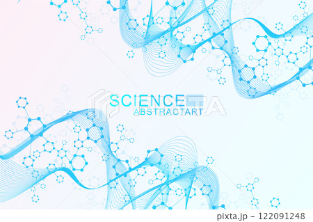 Structure molecule and communication Dna, atom, neurons. Science concept for your design. Connected lines with dots. Medical, technology, chemistry, science background. Vector illustration. Structure molecule and communication Dna, atom, neurons. Science concept for your design. Connected lines with dots. Medical, technology, chemistry, science background. Vector illustration. 122091248