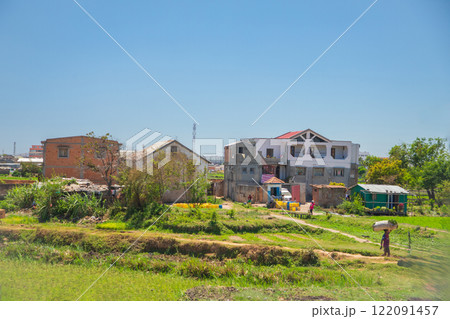 Antananarivo capital of Madagascar. Lots people on street on sunny hot day. 122091457