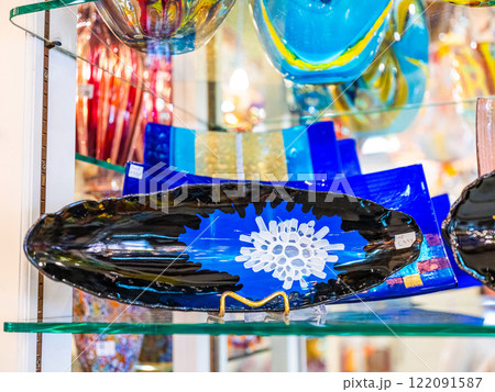 view Murano island in north lagoon and glassware factories on Venice. 122091587