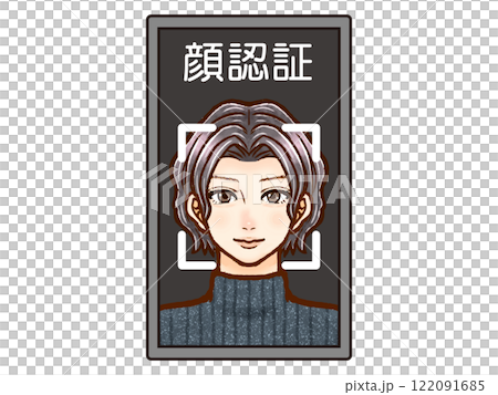 Illustration material of an adult male screen performing face recognition 2 122091685