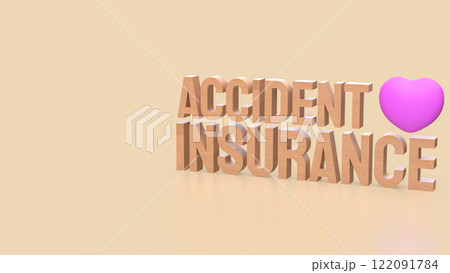 The Accident insurance wood and pink heart 3d rendering image. 122091784