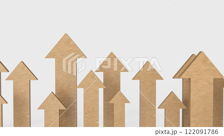 The Wood arrow up on white Background for Business concept 3d Rendering. 122091786