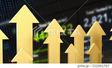 The Gold arrow up on Business  Background  3d Rendering. 122091787