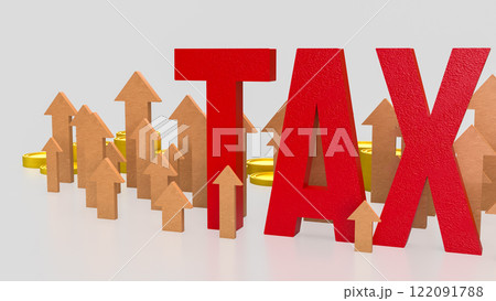 Red tax and arrow up for business concept 3d Rendering. 122091788