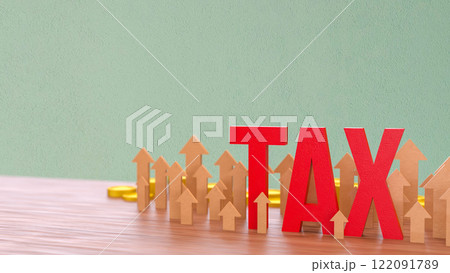 Red tax and arrow up for business concept 3d Rendering. 122091789