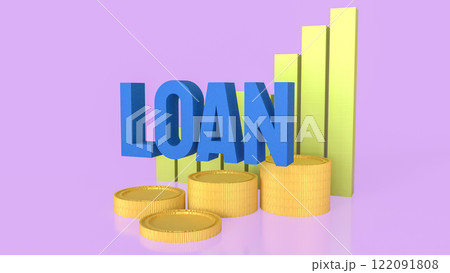 The Loan text and coins for Business concept 3d Rendering. 122091808