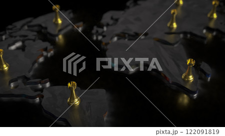 The Chess on world map for Business concept 3d Rendering. The Chess on world map for Business concept 3d Rendering. 122091819