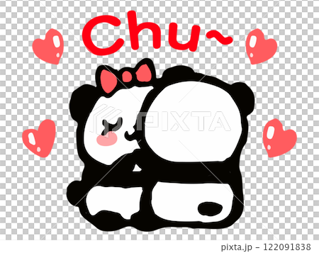 Illustration material of a cute panda couple kissing Illustration material of a cute panda couple kissing 122091838