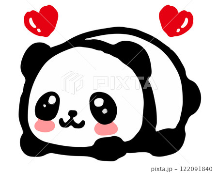 かわいいパンダカーの落書き風イラスト素材 122091840