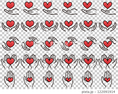 Simple red heart illustration set 122091914