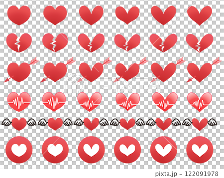 Simple red heart illustration set Simple red heart illustration set 122091978