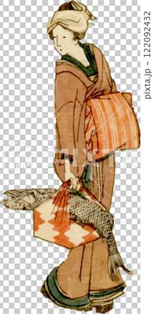 正月用の新巻鮭を買う女性 122092432