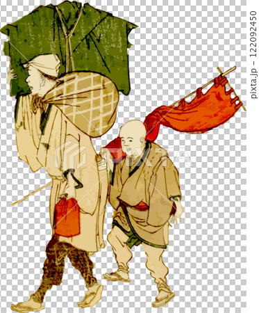 A traveling peddler and his son A traveling peddler and his son 122092450