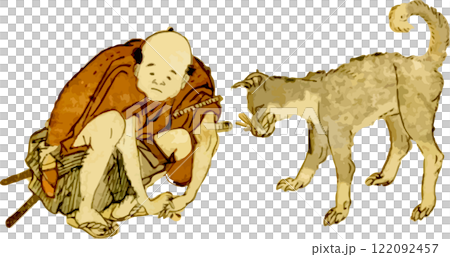A man confides his worries to a stray dog A man confides his worries to a stray dog 122092457