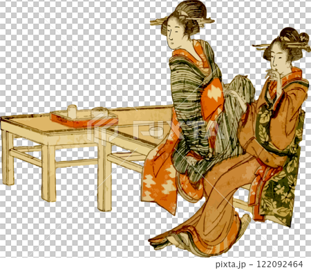 兩個女人在茶館玩得開心 122092464