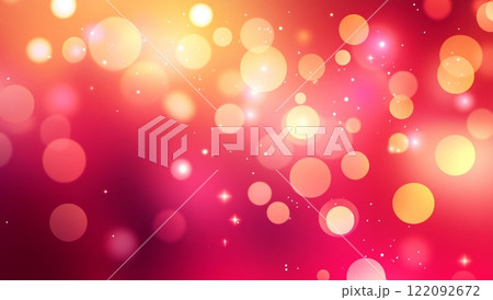 Abstract Pink and Orange Bokeh Background with Sparkling Lights red glow soft warm gold shiny vivid 122092672