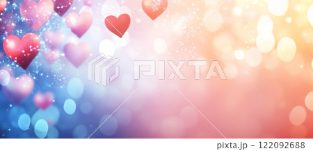 Romantic Valentine's Day Hearts Bokeh Background Design with Soft Pink and Blue Colors love shiny 122092688