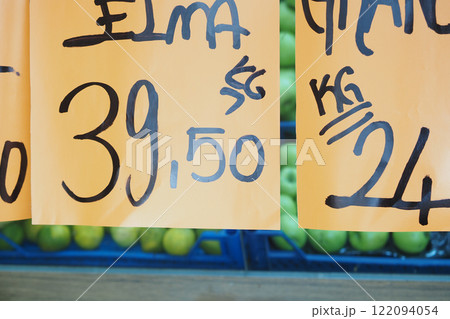 Explore Fresh Market Produce with EyeCatching Price Tags Displayed in Vibrant Colors Explore Fresh Market Produce with EyeCatching Price Tags Displayed in Vibrant Colors 122094054