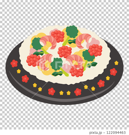 ちらし寿司_黒皿　ベクターイラスト 122094463